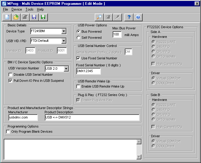 Prgramming the DLP-USB245M